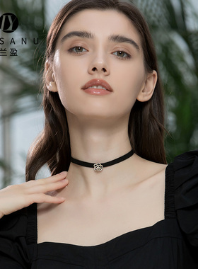 兰盈奥地利水晶choke颈链小众玫瑰之恋锁骨链项圈项链设计感黑色