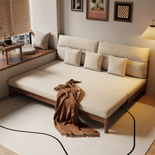 沙发床一体两用实木双人1米5客厅伸缩可以长期睡的可折叠沙发床