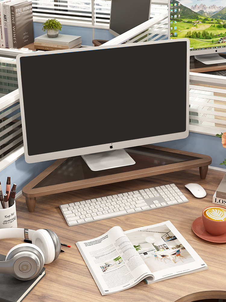 实木角电脑显示器显示器升高笔记本电脑桌面基地办公室桌面存储架,住宅家具,搁板/置物架/家用陈列架,淘宝优惠券,粉丝福利购,淘宝优惠卷