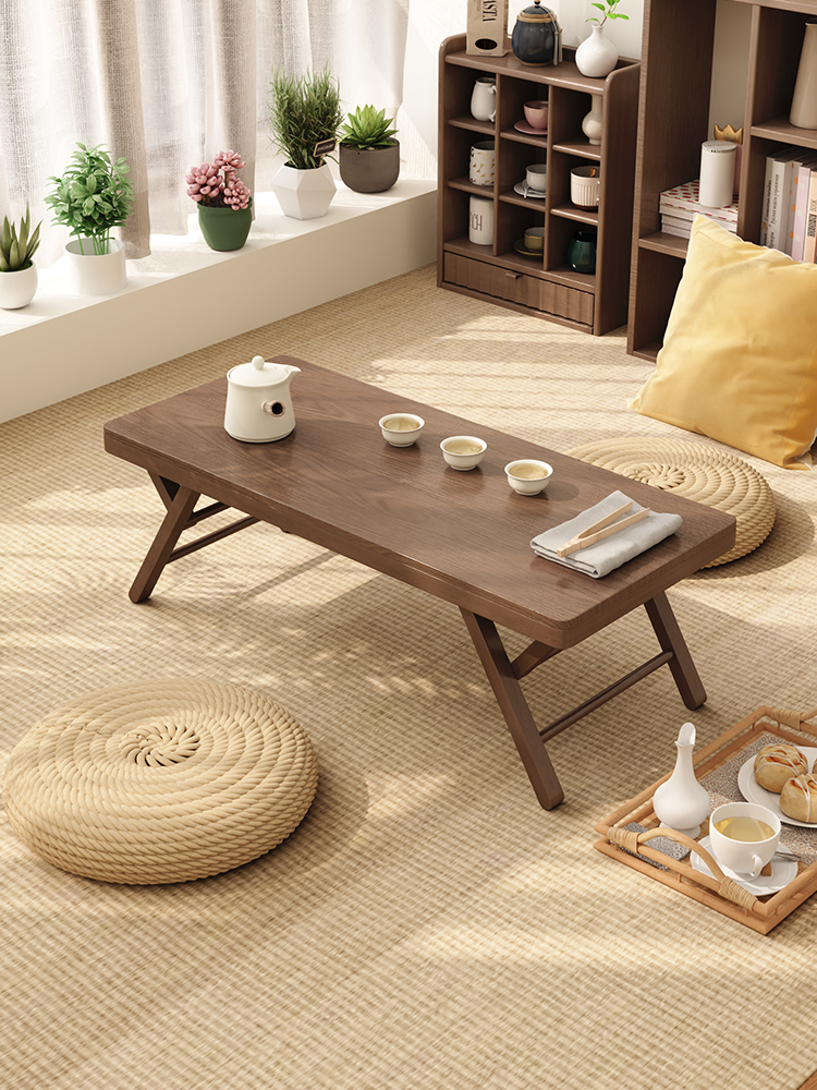 冬木实木炕桌飘窗小桌子榻榻米床上矮桌学习桌茶几茶桌可折叠炕几