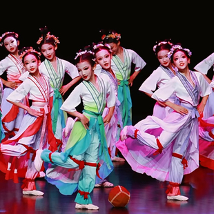 新款儿童古典舞蹴鞠图演出服少儿中国风民族舞汉服飘逸汉唐舞蹈服