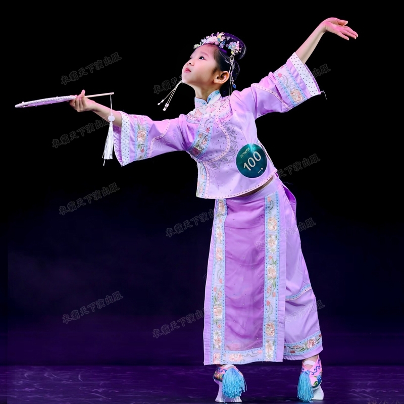 小兰花奖俏灵儿演出服儿童舞蹈服凳子格格服鞋子民族服饰宫廷独舞