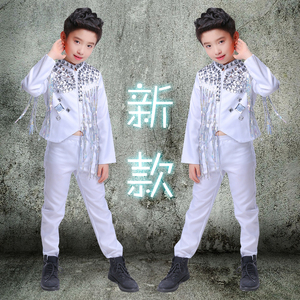 新款儿童爵士舞街舞演出服亮钻嘻哈舞台套装架子鼓表演服装男女童