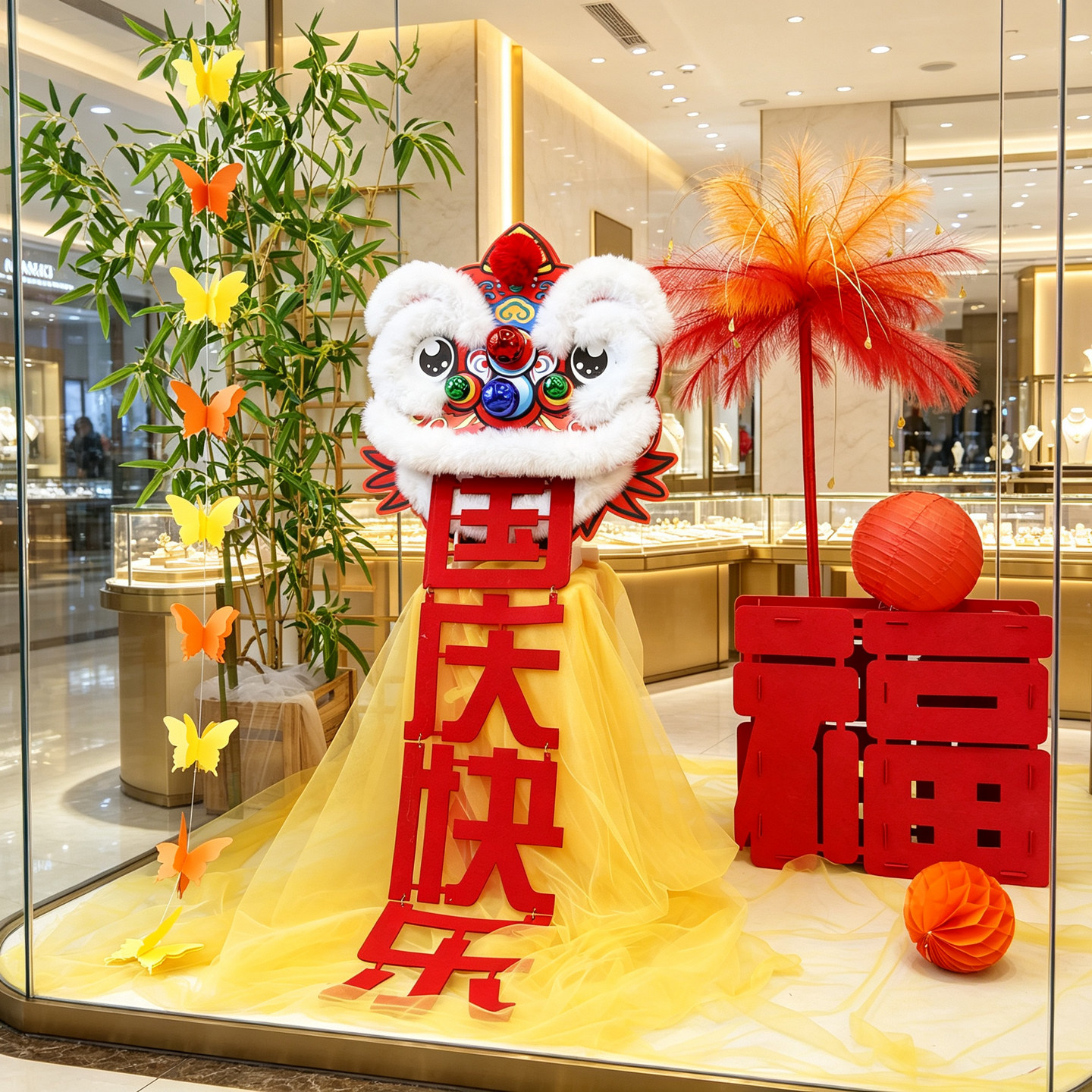 中秋国庆国风醒狮头摆件装饰图片