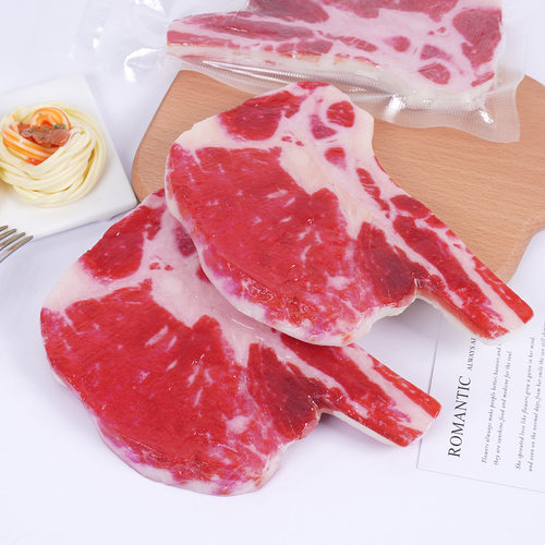 17cm仿真食物战斧牛排模型带骨牛排西餐厅摆件真空包装生牛排道具