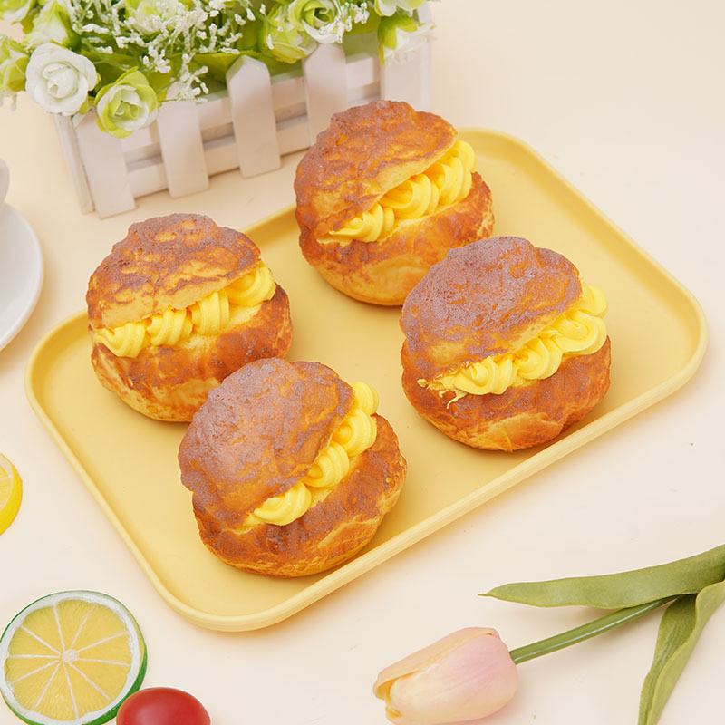 PU快弹仿真食物泡芙面包冰箱贴假食品奶油蛋糕磁贴样板间装饰