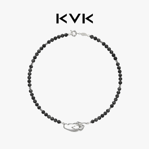 KVK时尚黑玛瑙毒液拼接项链女