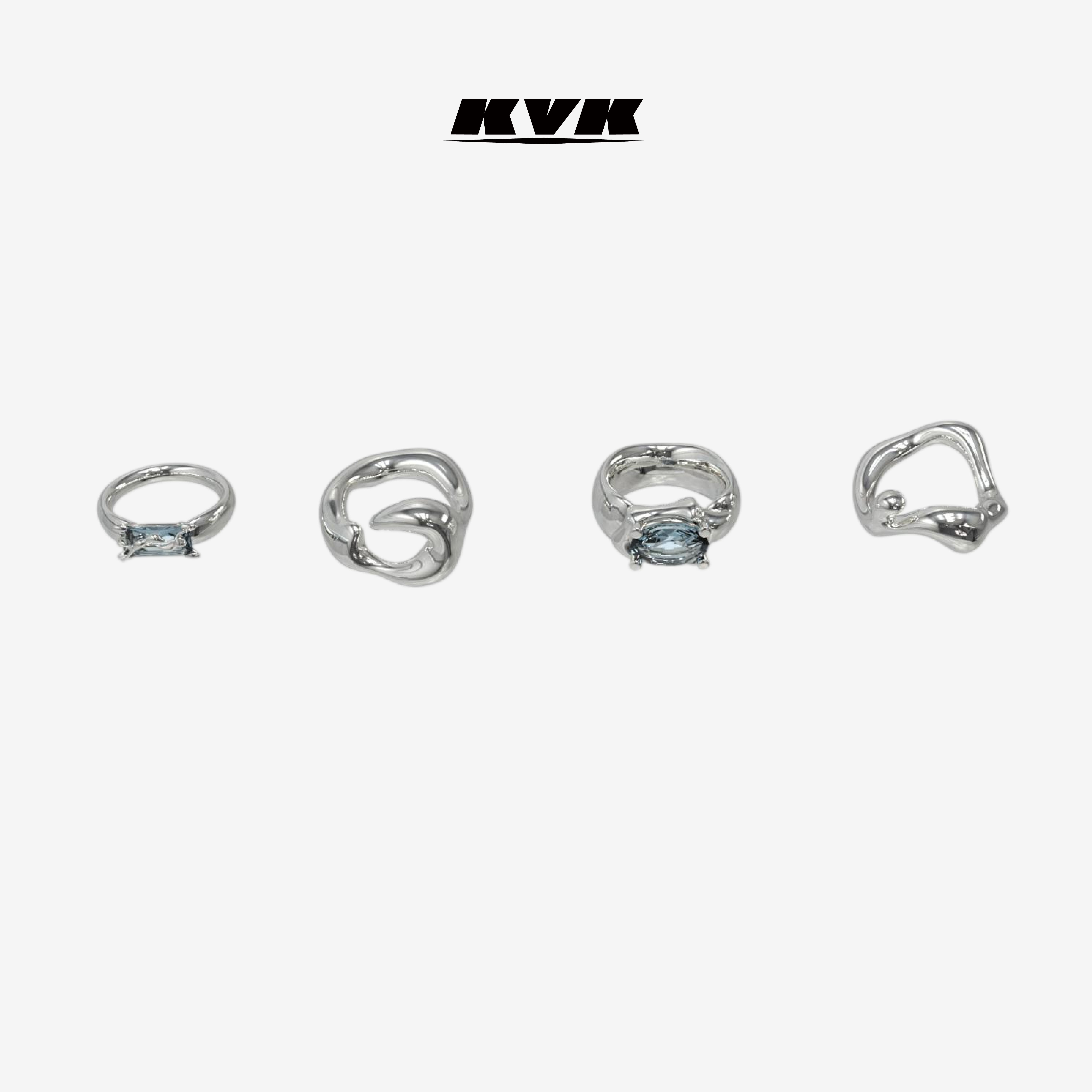 kvk925银小众设计感组合戒指