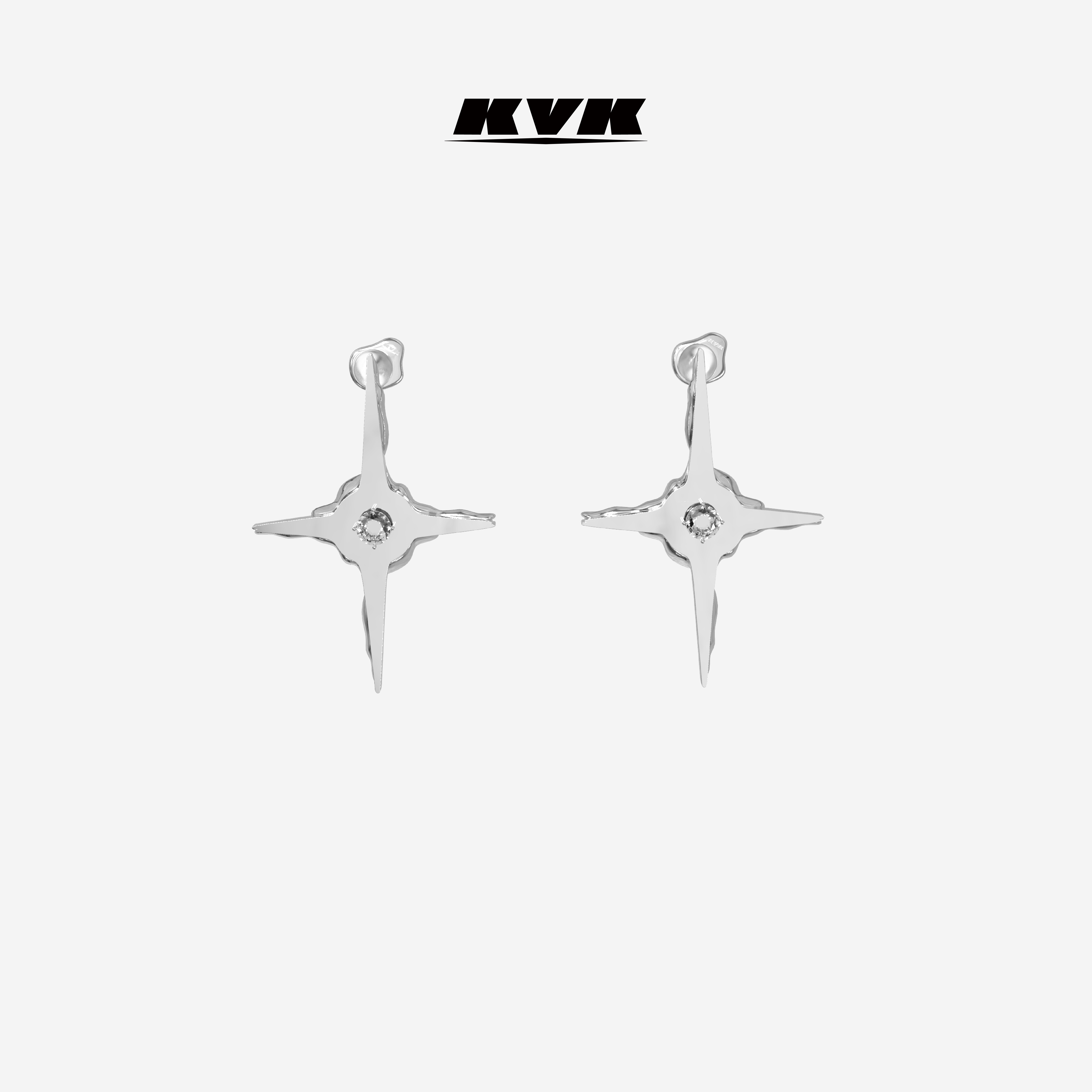 KVKCLOUD云系列十字架镶钻耳钉