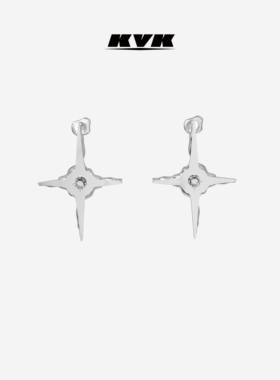 KVKCLOUD云系列十字星耳钉白鹿同款S925银闪光耳环轻奢高级耳圈