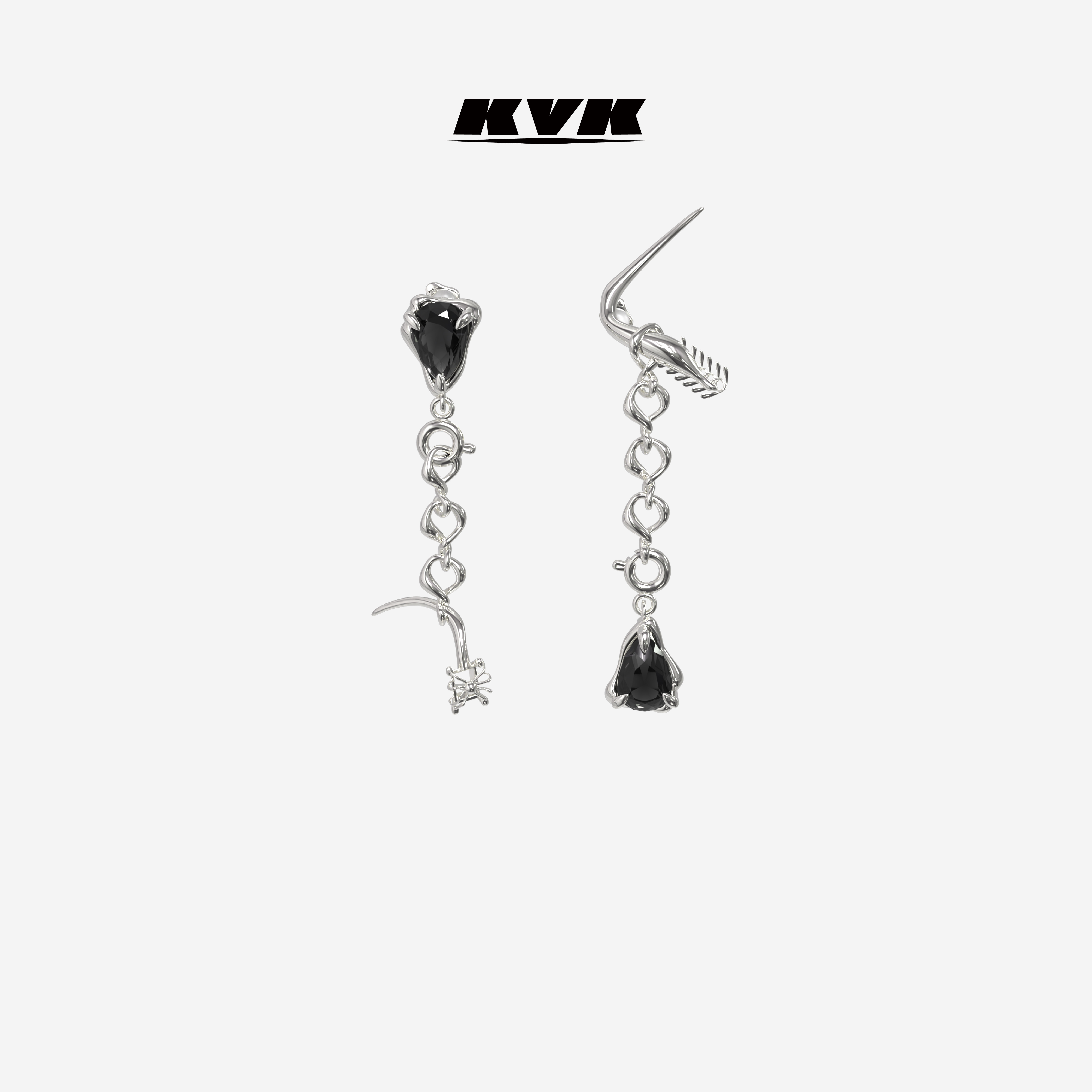KVK SPIDER 蛛序系列尖锥宝石拼接耳环 明星爆款小众气质度假风图片