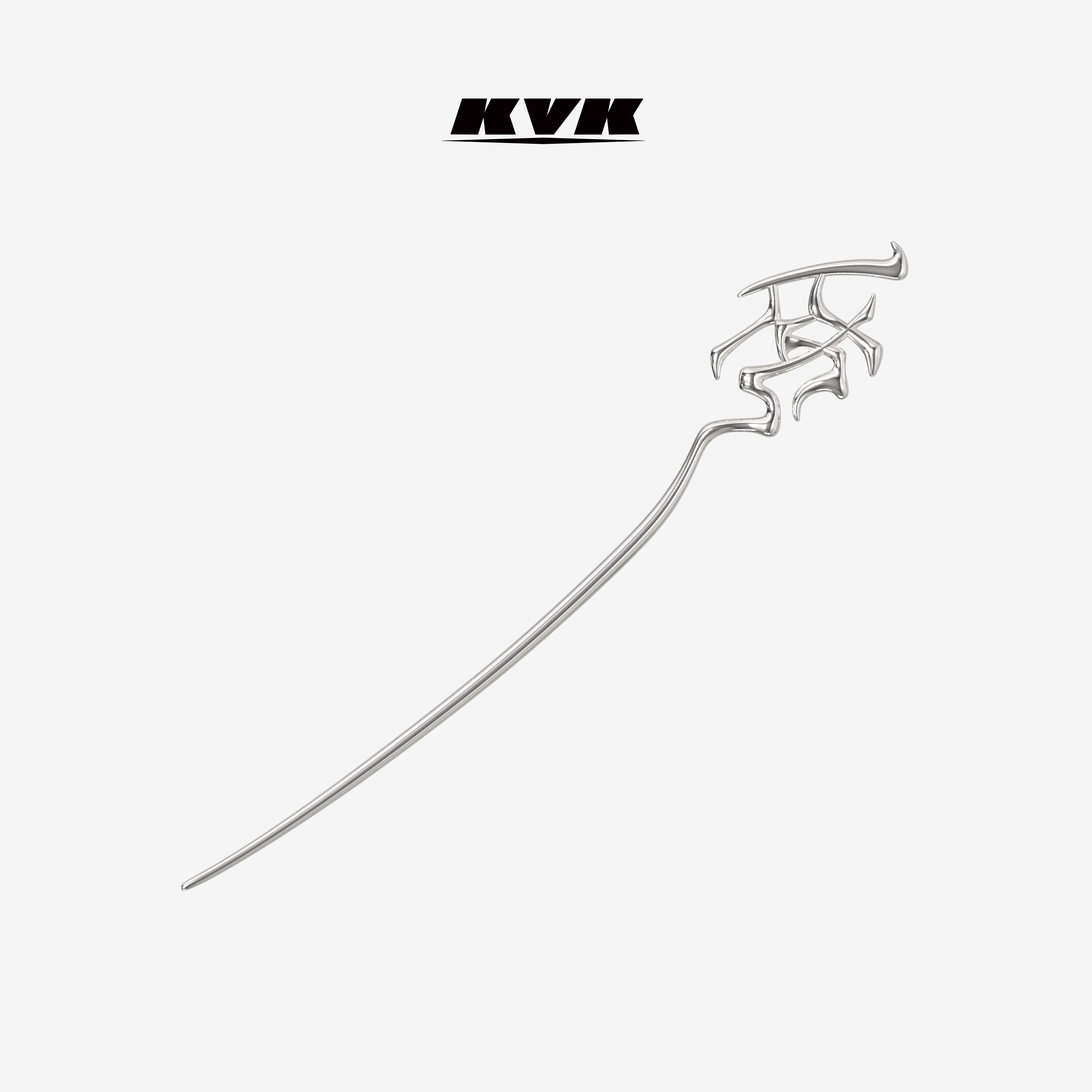 KVK  FOURTRY 22S 联名系列快字形单柄发簪-白金色流苏步摇发钗