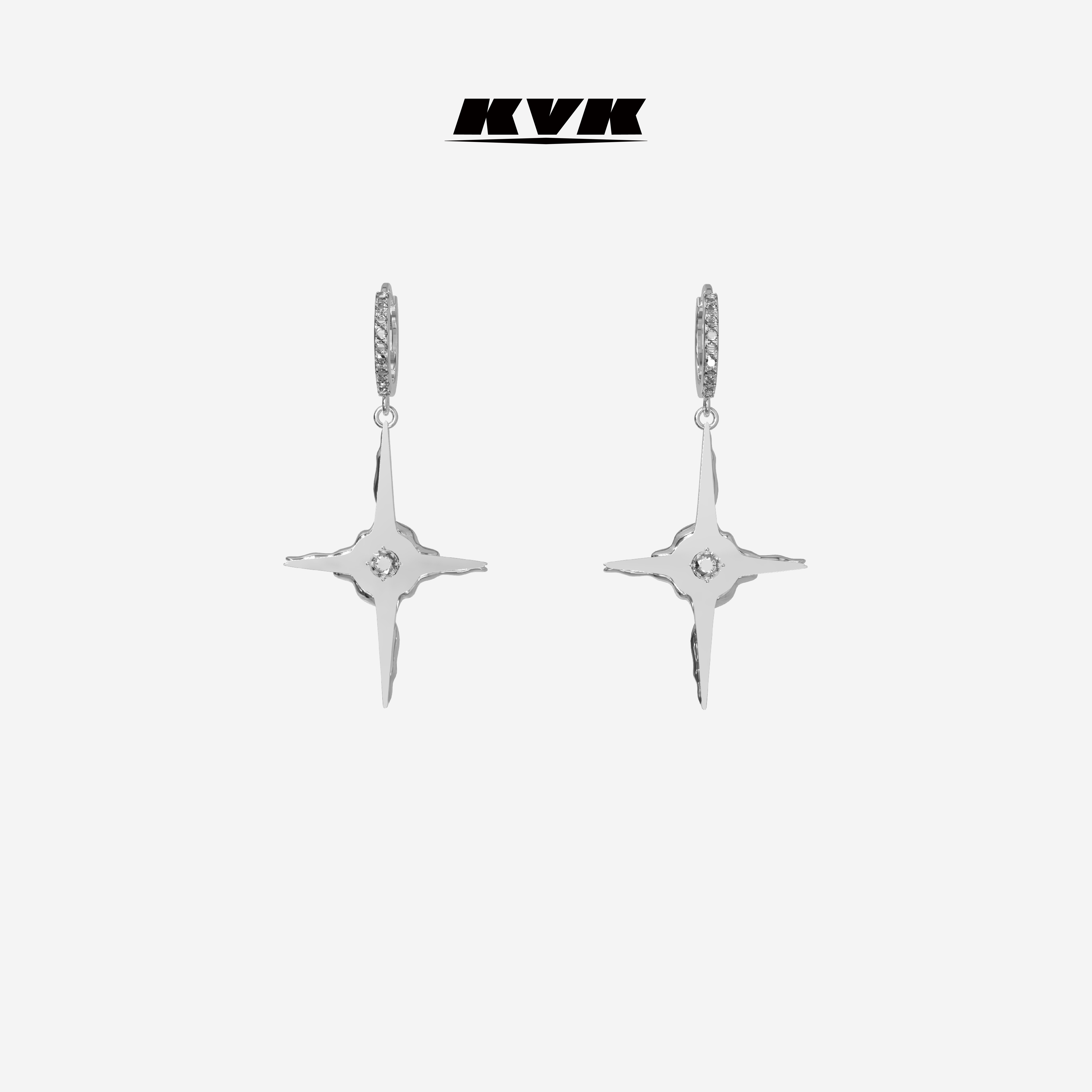 KVK CLOUD云系列星星镶钻十字架吊坠耳环小众配饰秋冬新款耳饰图片