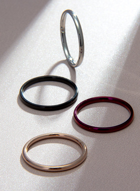 KANZAO  ins流行饰品2mm宽女士钛钢指尖戒指指环尾戒 日韩风情侣