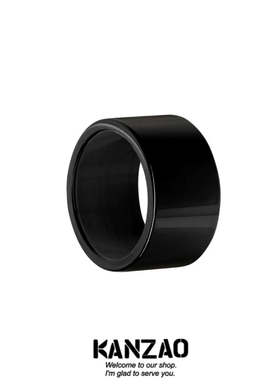 KANZAO欧美饰品12mm宽男士光面钛钢戒指朋克潮男指环手饰