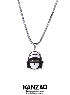 KANZAO情侣项链2022新款潮男女头像吊坠ins嘻哈卫衣链小众设计感
