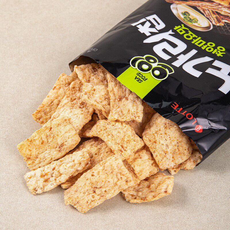 韩国进口 乐天 蛋黄酱辣味明太鱼脆片休闲膨化食品解馋小零食