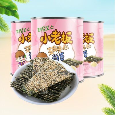 小老板多口味夹心海苔罐装40g/罐儿童零食海苔即食大片紫菜海苔脆