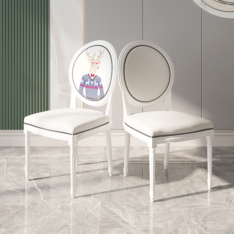 美式白色简约现代吃饭家用餐椅