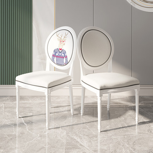 美式白色简约现代吃饭家用餐椅