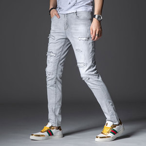 2021年新款休闲潮流流行高端微弹石磨水洗男士牛仔裤图片