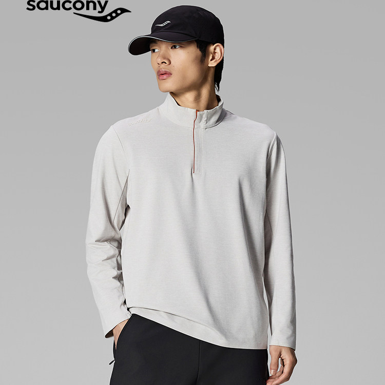 Saucony索康尼半拉链长袖T恤男运动休闲保暖舒适健身跑步上衣,运动服/休闲服装,跑步T恤,淘宝优惠券,粉丝福利购,淘宝优惠卷