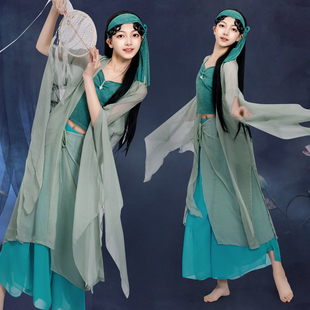 青蛇白蛇演出服儿童飘逸仙气风古典舞蹈服女童小青白娘子伞舞服装