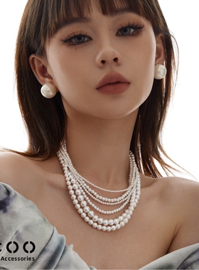 CC&OO高级感珍珠项链2025新款轻奢颈链小米珠法式叠戴锁骨链配饰
