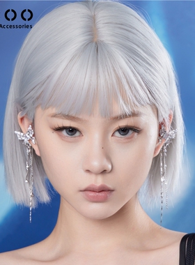 CCOO原创设计闪钻蝴蝶长款流苏耳夹女无耳洞耳骨夹个性新款耳饰品