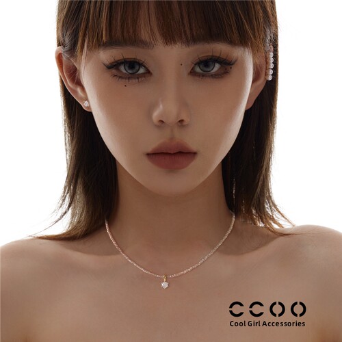 CCOO小蛮腰天然水晶项链女生纯银吊坠轻奢小众设计2026新款锁骨链
