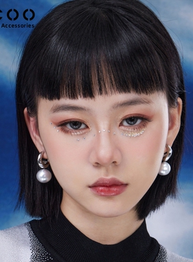 CC&OO复古珍珠大颗耳环耳坠女925纯银针气质耳钉可重组多用耳饰品