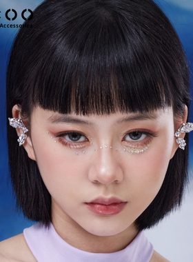 CC&OO原创设计敲出众精灵耳骨夹女无耳洞耳饰质感叶子蝴蝶结耳夹