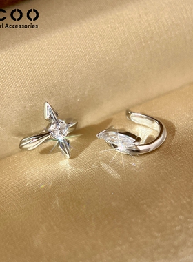 CC&OO超百搭！不对称耳骨夹女高级感耳夹养耳洞睡觉免摘耳蜗耳环