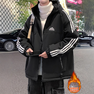 唯品会秋冬款冲锋衣外套男高中初中学生加绒加厚青少年帅气大童夹