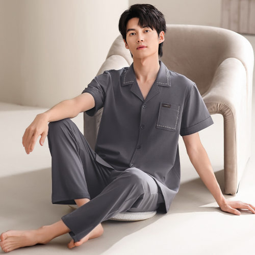 撤柜睡衣男士夏季纯棉短袖长裤薄款夏天年新款夏款大码家居服套装