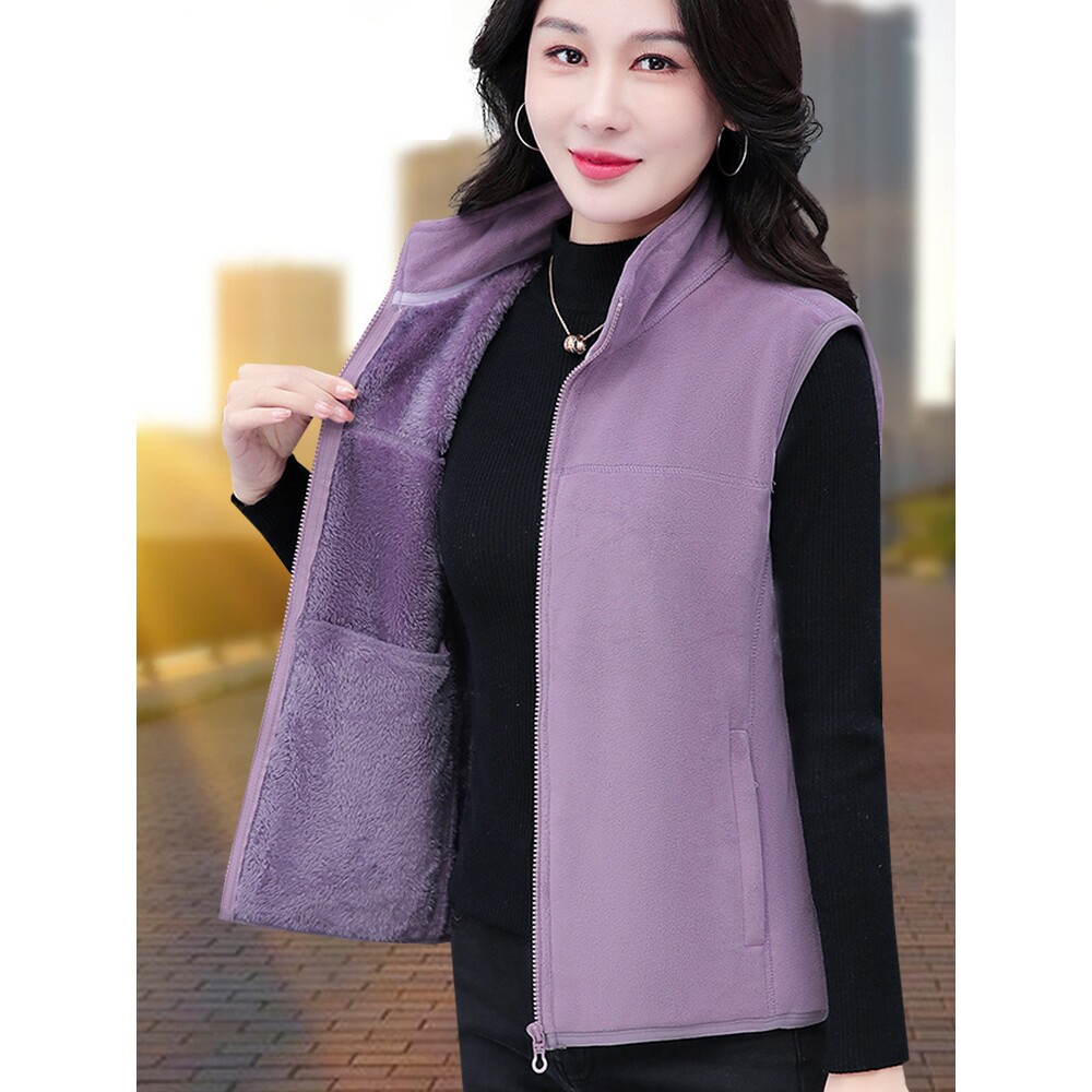 撤柜高品质奥粒绒背心马甲女中老年冬季新款妈妈保暖双面加绒马夹