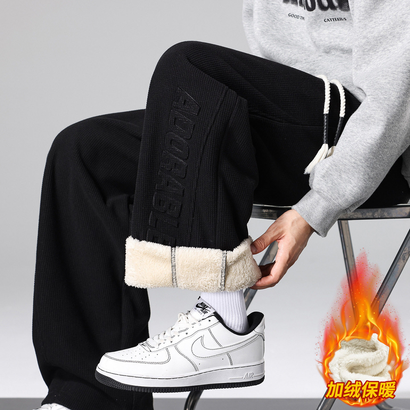 品牌断码冬季羊羔绒裤子男孩新款棉裤青少年学生加绒加厚大童休闲