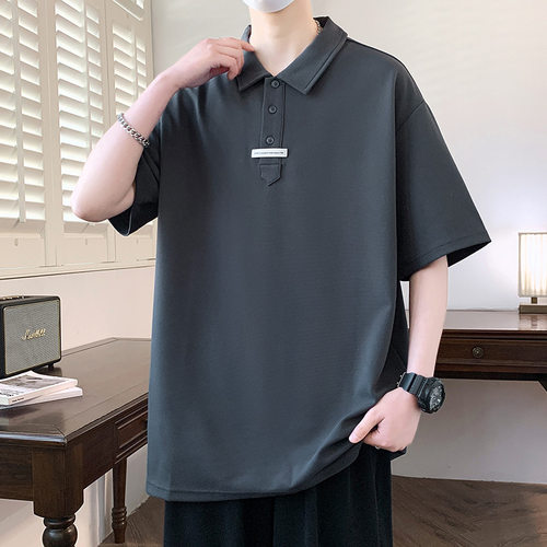 撤柜夏季新款男士短袖polo衫潮牌翻领纯色带领宽松休闲上衣服