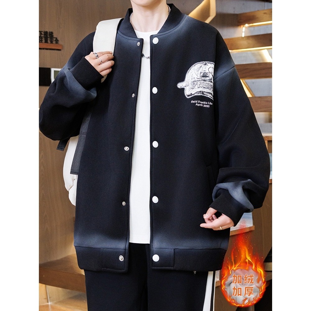 品牌断码冬季外套青少年棒球服岁初高中学生加绒加厚夹克卫衣男装