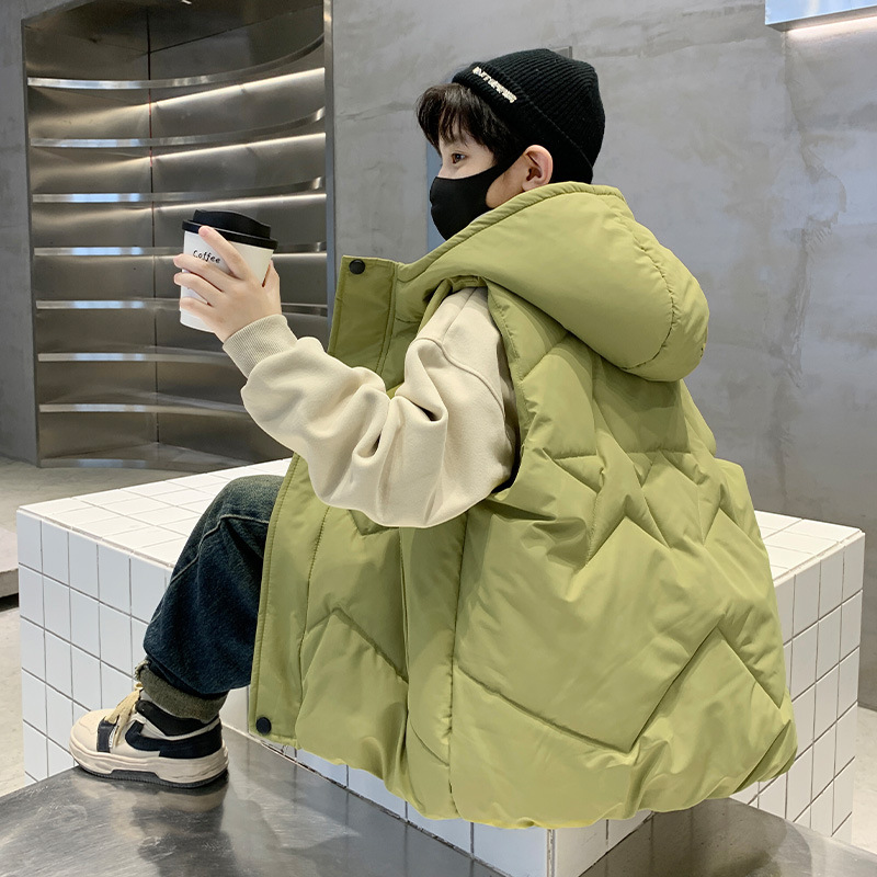 品牌断码儿童装男童棉马甲秋冬新款大童冬季连帽加厚羽绒棉马夹外