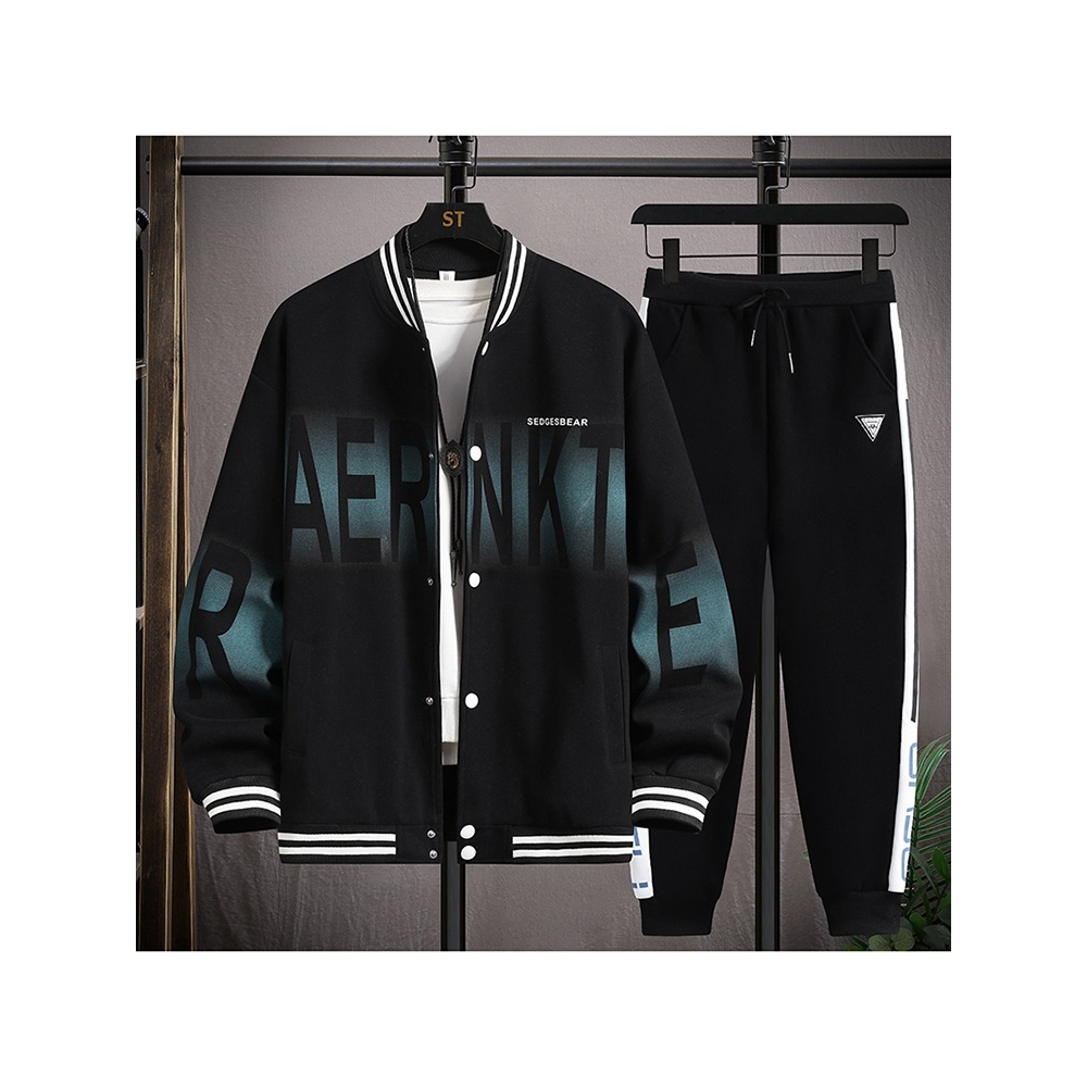 唯品会春秋季套装男孩初中高中学生帅气棒球服夹克青少年大童两件