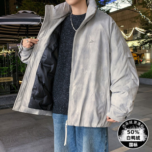 品牌断码冬季青少年羽绒服男孩初中高中学生加厚防寒服大童冬装白