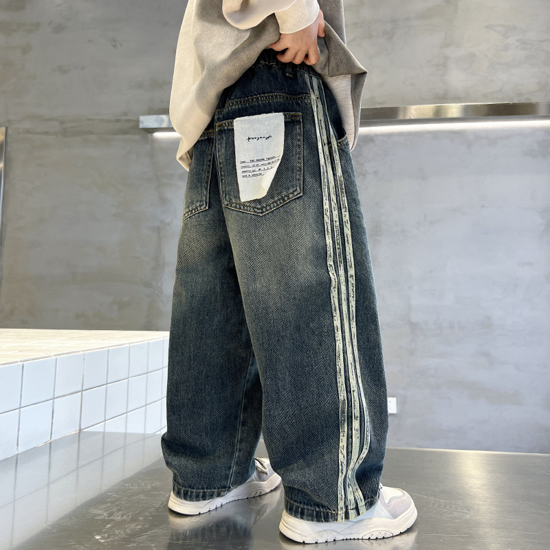 进口时尚儿童装男童裤子秋装新款中大童宽松牛仔裤春秋款男孩秋季