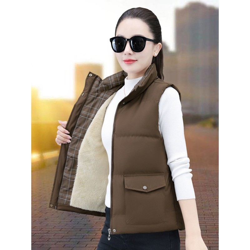 撤柜中年妈妈羽绒棉马甲女士秋冬季新款加绒加厚保暖时尚马夹背心