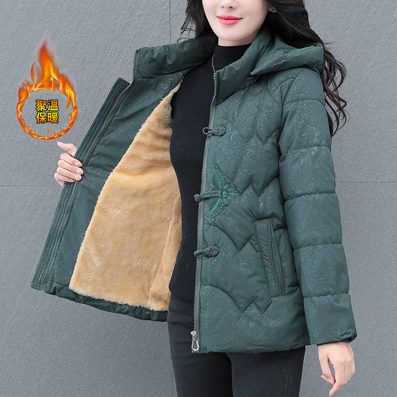 撤柜加绒棉服女款冬季新款中年妈妈洋气减龄加厚棉衣保暖棉袄外套