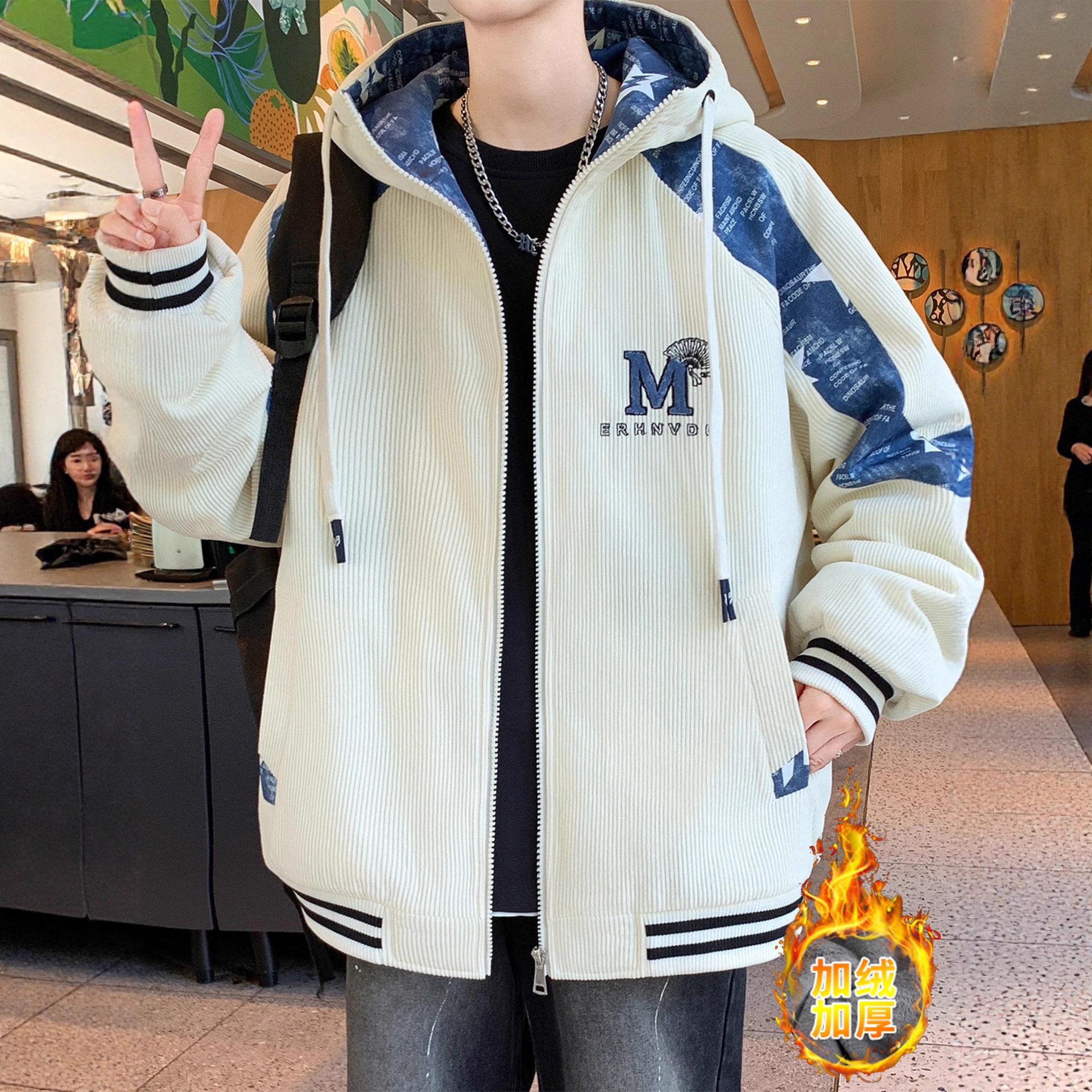 品牌断码秋冬季青少年棒球服外套男初中高中学生加绒加厚夹克大童