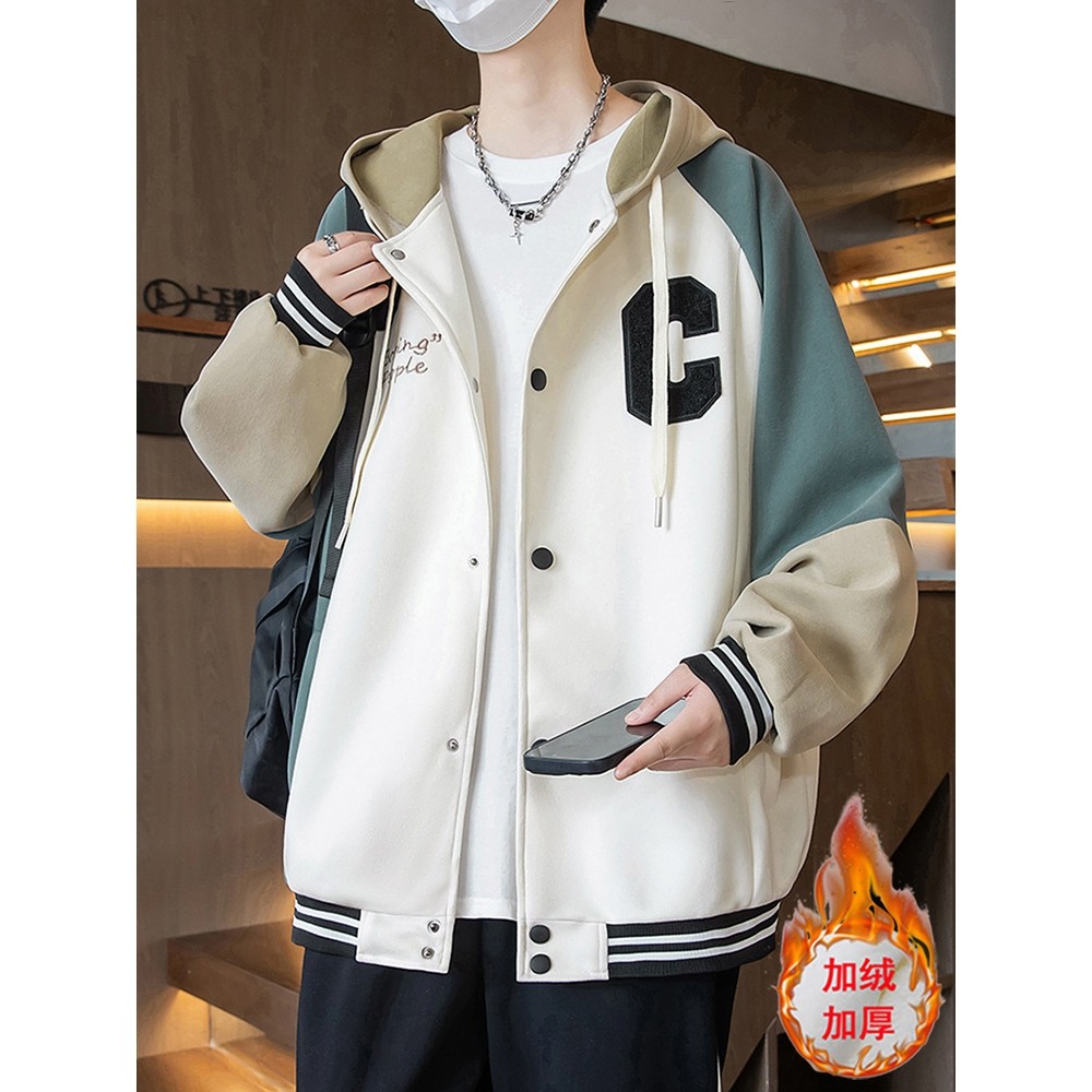 品牌断码秋冬款外套男孩初高中学生加绒加厚棒球服岁青少年大童夹