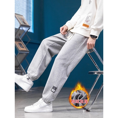 唯品会秋冬季裤子男孩青少年加绒休闲运动裤初中高中学生岁卫裤