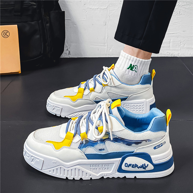 进口新品网红爆款男鞋秋季透气网面百搭休闲板鞋初中生运动增高厚