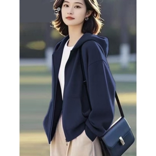 撤柜连帽加绒卫衣女休闲宽松洋气高档女装外套时尚秋冬天新款开衫